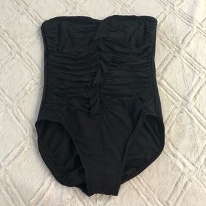 Black Ruched Miracle Suit. Size 14.